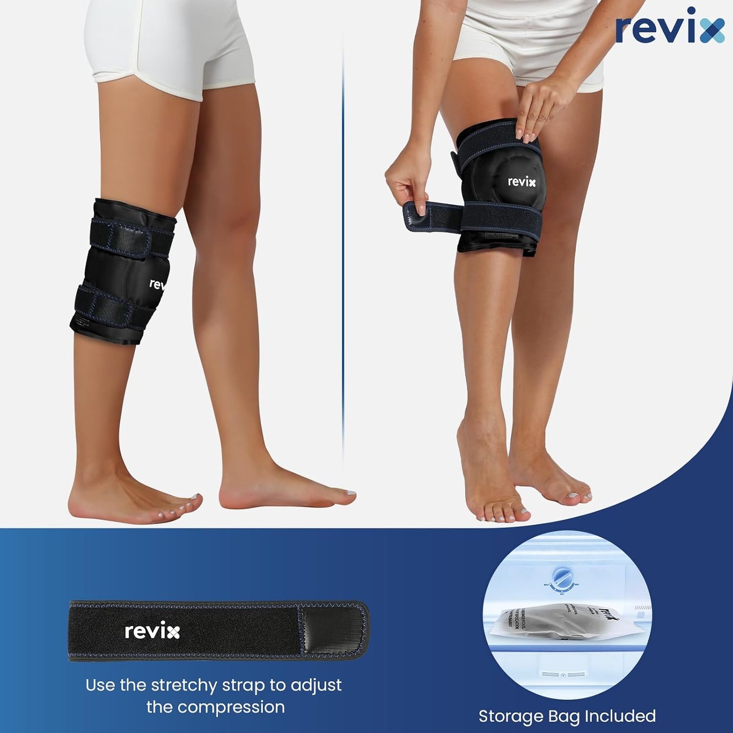 REVIX 19" Extra Large Knee Ice Pack Wrap Around Entire Knee, Reusable Gel Cold Pack for Discomfort and Post-Workout Fatigue, Cold Compress, Enhance Comfort and Recovery