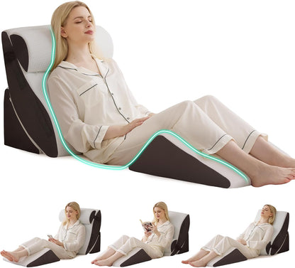 4PCS Wedge Pillow Set for After Surgery, White/Grey