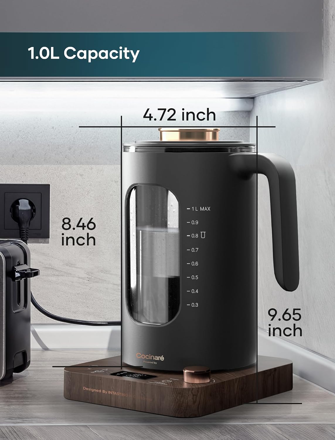 INTASTING Electric Kettle, Electric Tea Kettle with Infuser, 1 Liter