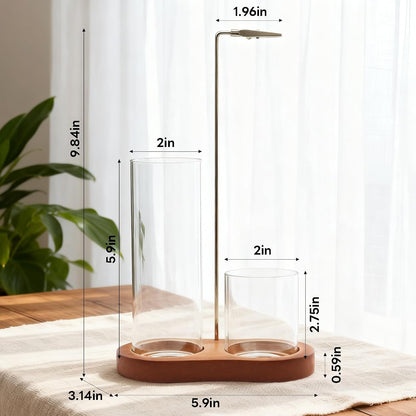 Incense Holder, 2 in 1 Incense Sticks Burner with Glass Ash Catcher & Stick Storage, Meditation Yoga Spa Gifts for Women, House Warming Gifts New Home Wooden Aesthetic Room Decor, Rustic Brown