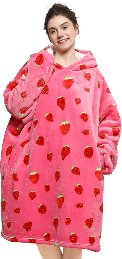 AmyHomie Wearable Blanket Hoodie for Adults & Teens,Oversized Sherpa Hooded Blanket,Warm Cozy Blanket Sweatshirt as Christmas Birthday Gifts for Women Men