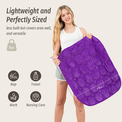 Wemore Weighted Lap Blanket 7lbs for Adults, Small Weighted Blanket Throw for Travel, Soft Weighted Lap Pad for Relaxation, Calming, Napping and Sleeping, Machine Washable, Light Grey 29" x 24"