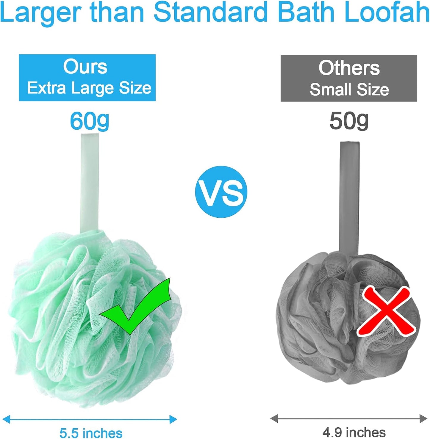 AmazerBath Loofah Sponge 75g/Piece, Exfoliating Bath Sponge Body Scrubber - Loofa Set of 4 Flower Color (Large, Green-Purple)