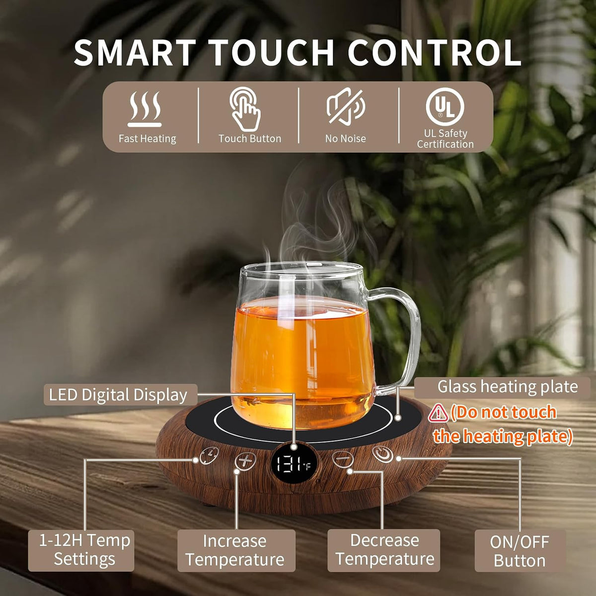 Coffee Mug Warmer, Valentines Day Gifts for Her Wife Girlfriend Daughter Him, Electric Cup Warmer for Desk, Candle Warmer Plate 8-Temp Setting & 1-12H Timer, Birthday Gifts for Women Men