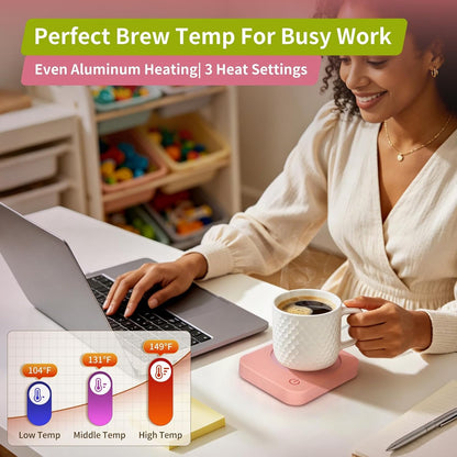 VOBAGA Coffee Mug Warmer for Desk with Auto Shut Off & 3-Temp Settings, Coffee Cup Warmer with Smart Safety Alert Home Office Accessory, Perfect for Coffee, Tea, Milk (Mug for Display)