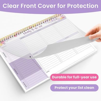 Weekly To Do List Notepad with 52 Undated Sheets（8.5"×11"）- Undated Weekly Planner Notepad for Office Desk Accessories and Supplies - Sunshine Petal
