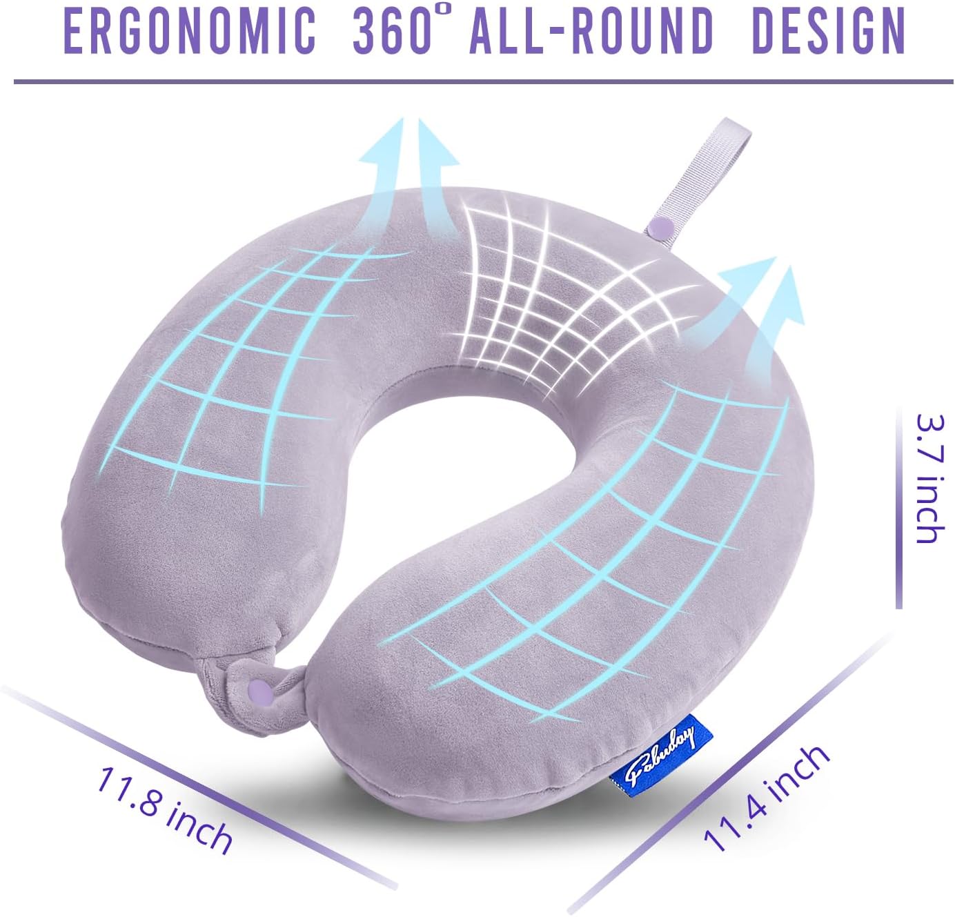 Travel Pillow Memory Foam for Airplanes - Neck Pillow for Traveling, Car, Home, Flight Pillow for Sleeping with Attachable Snap Strap Soft Washable Cover, Provide Head Neck Support Rest, Dark Gray