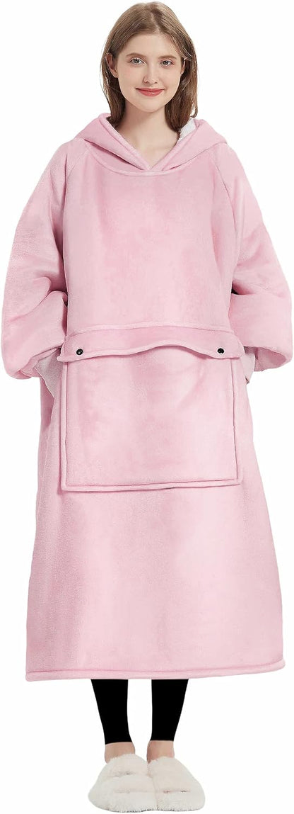KFUBUO Wearable Blanket Hoodie for Adults Sherpa All Patterns Cat Oversized Sweatshirt Blanket with Pockets for Women