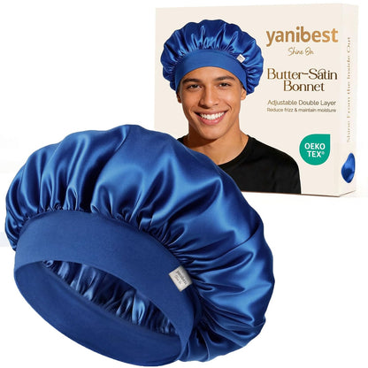 Yanibest Small Satin Bonnet for Men, Hair Bonnet for Short Hair Waves, Stay-on Night Cap, Daily Use for Sleeping Gym Outdoor, Black