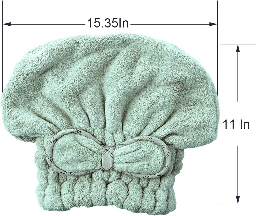 Jseng 2PC Microfiber Hair Drying Caps, Extrame Soft & Ultra Absorbent, Fast Drying Hair Turban Wrap Towels Shower Cap for Girls and Women