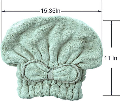 Jseng 2PC Microfiber Hair Drying Caps, Extrame Soft & Ultra Absorbent, Fast Drying Hair Turban Wrap Towels Shower Cap for Girls and Women