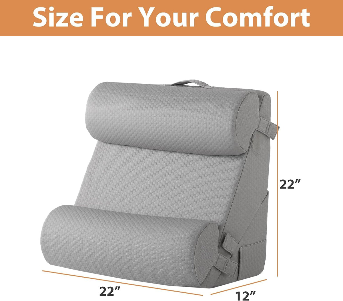 BIEEZZK Wedge Pillow Set for After Surgery, Wedge Pillow for Acid Reflux, Bed Wedge Pillow with Adjustable 9&12inch for Headboard,Sleeping, Orthopedic Memory Foam for Neck&Back Support, White/Grey
