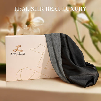 LULUSILK 100% Mulberry Silk Bonnet for Sleeping Women and Men, No More Frizzy Tangled Hair, Real Silk Sleep Cap for Curly Hair, Black, Pack of 1