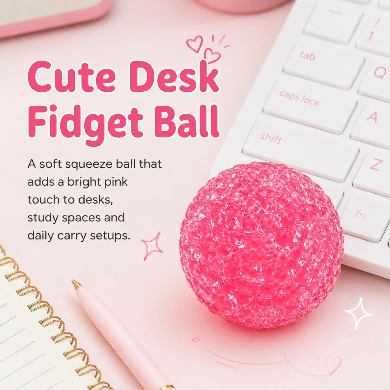 Handmade Stress Relief Balls for Adults, Soft Squeeze Fidget Toy with Rustling Sound, Portable Sensory Desk Toy for Office and Home (1 Blue)