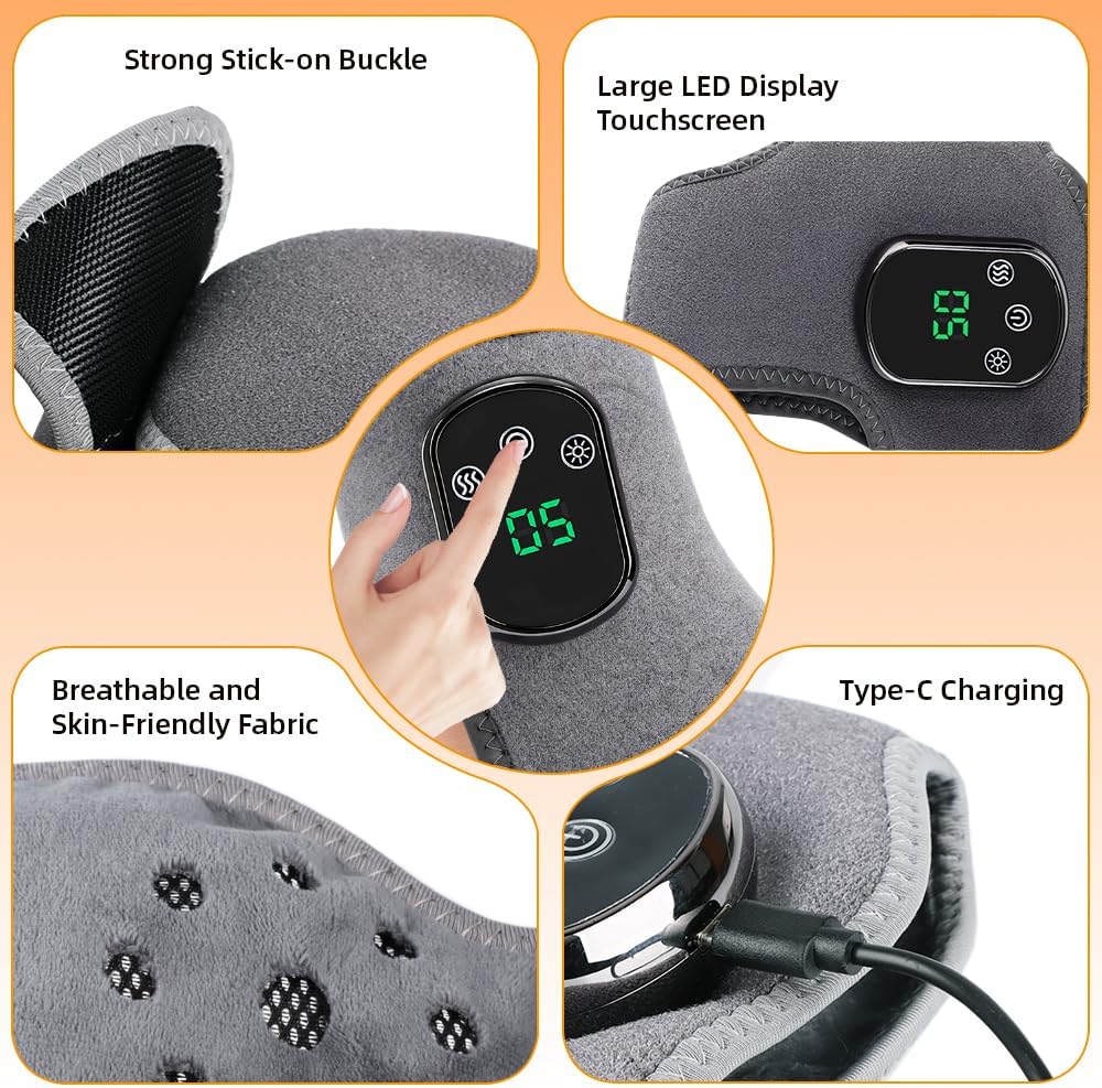 IFTHFOUR 2Pcs Foot and Ankle Massager with Heat, Portable Heated Wrap, 3 Vibration Modes and 5 Heat Settings, USB Charging, Ideal for Home and Travel