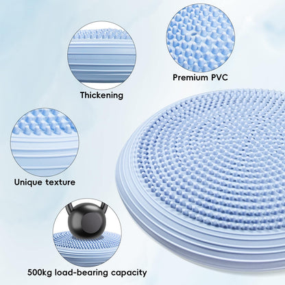 3 Pcs Inflated Wobble Cushion, Wiggle Seat & Balance Pad for Exercise, Home Yoga Balance Stability Training, Strengthen Core Muscles, Improve Posture, Balance Disc with Pump