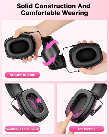 Link Dream 2Pack Ear Protection, NRR 35dB Hearing Protection Noise Canceling Ear Muffs Adjustable Headband for Shooting