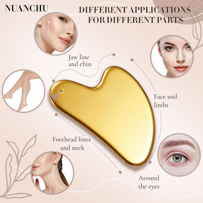 Nuanchu 304 Stainless Steel Gua Sha Facial Tool, Silver, Heart