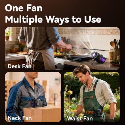 MUXNW Waist Clip Fan,100‑Speed 14000RPM,8000mAh
