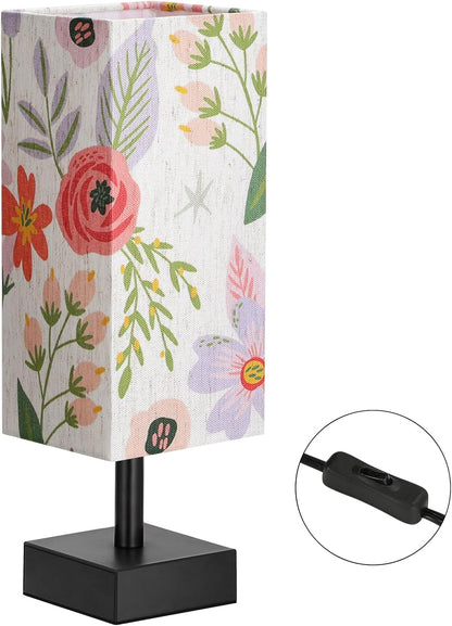 aooshine Small Table Lamp for Bedroom - Bedside Lamps for Nightstand, Minimalist Night Stand Light Lamp with Square Fabric Shade, Desk Reading Lamp for Kids Room Living Room Office Dorm