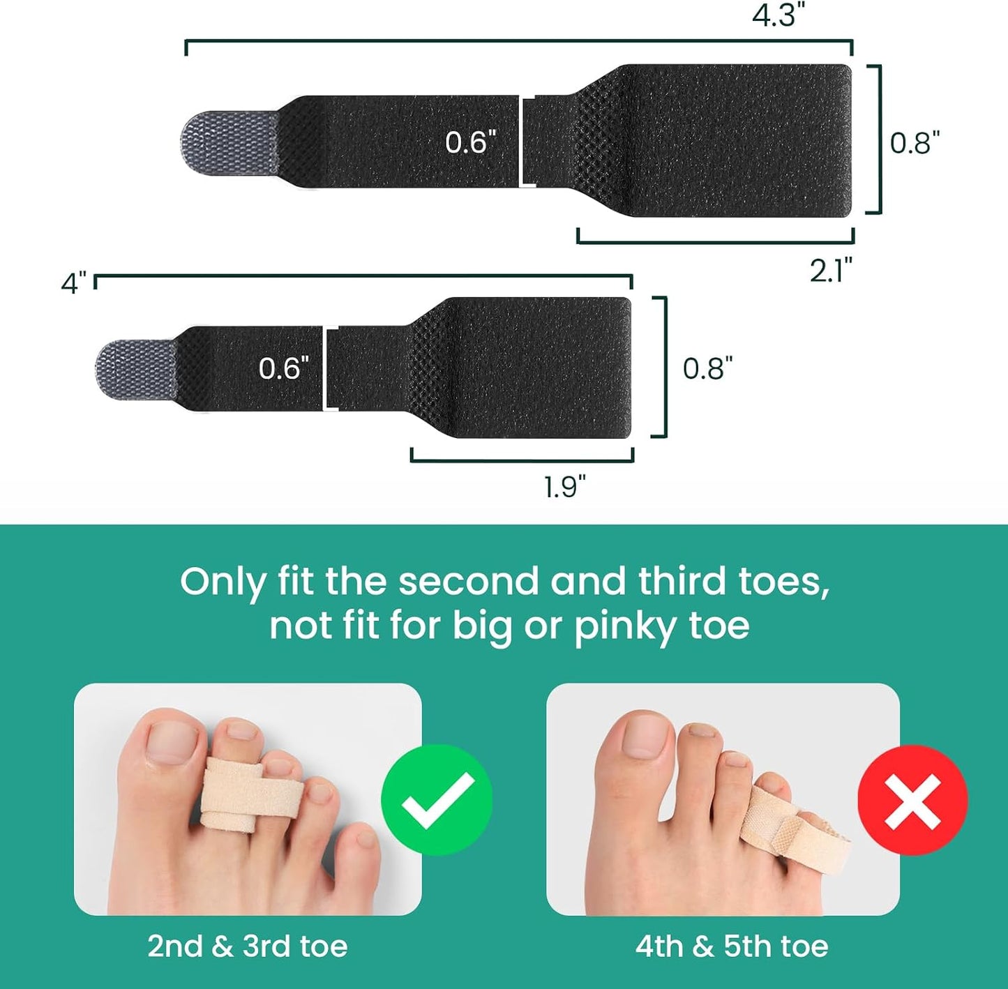 Welnove Hammer Toe Straightener - 8 Pack Broken Toe Wraps - Hammer Toe Corrector for Women - Toe Splints for Crooked Toes, Curled Toes, Bent Toes - (Large, Beige)