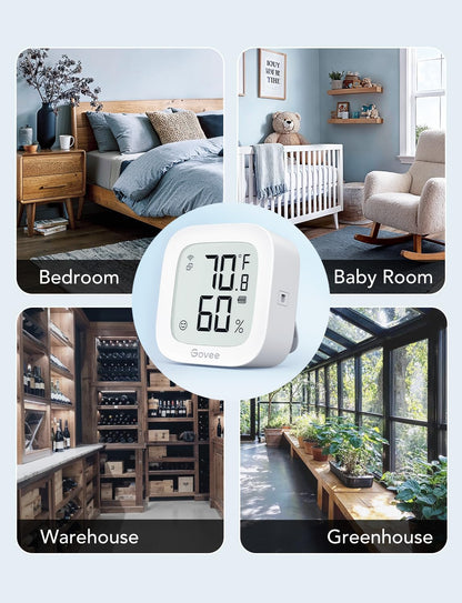 Govee WiFi Thermometer Hygrometer H5103, Indoor Bluetooth Temperature Humidity Sensor with Electronic Ink Display, App Notification Alert, Free Data Storage Export, Digital Remote Monitor for Bedroom