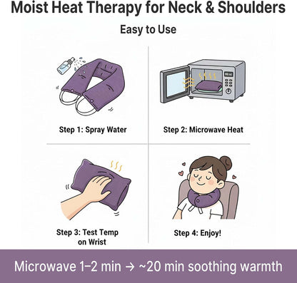 Microwave Heating Pad for Neck – Microwavable Neck Wrap & Eye Mask Set for Neck Pain Relief, Moist Heat Therapy Lavender & Himalayan Salt, Reusable Hot Cold Pack – Relaxation Self-Care Gift for Women