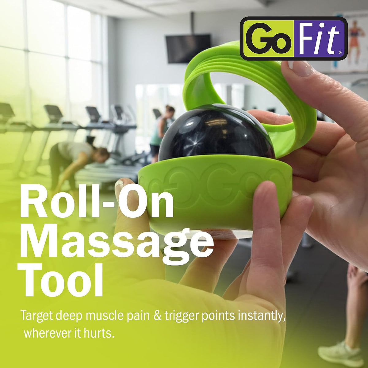 GoFit GoBall Trigger Point Massage Ball for Back, Shoulders, Legs and Glutes, 2.7 Inch Handheld Muscle Massage Tool for Targeted Pressure and Self-Massage