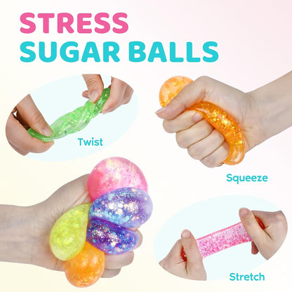 VESPRO 12 Pack Fidget Stress Balls for Adults, Cute Octopus Stress Sensory Stress Ball, Bulk Squishy Squeeze Ball Toys Set for Classroom Prizes and Birthday Party Favors