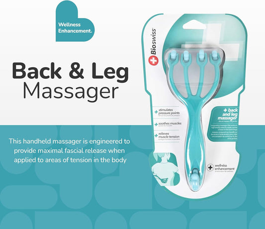 BioSwiss Claw Massage Roller, Handheld Muscle Massager with 5 Rotating Heads for Back, Legs, and Shoulder