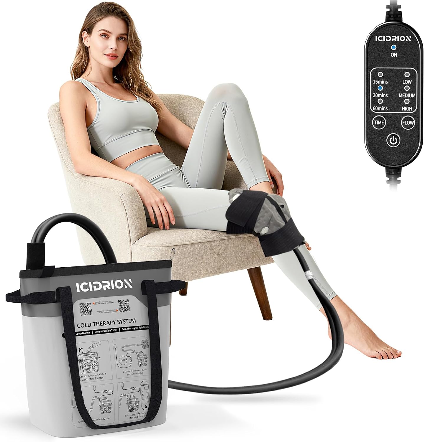 Cold Therapy Machine, Programmable Ice Machine for Shoulder After Surgery, Portable Shoulder Replacement Recovery System, Cryotherapy Pain Relief with Pad