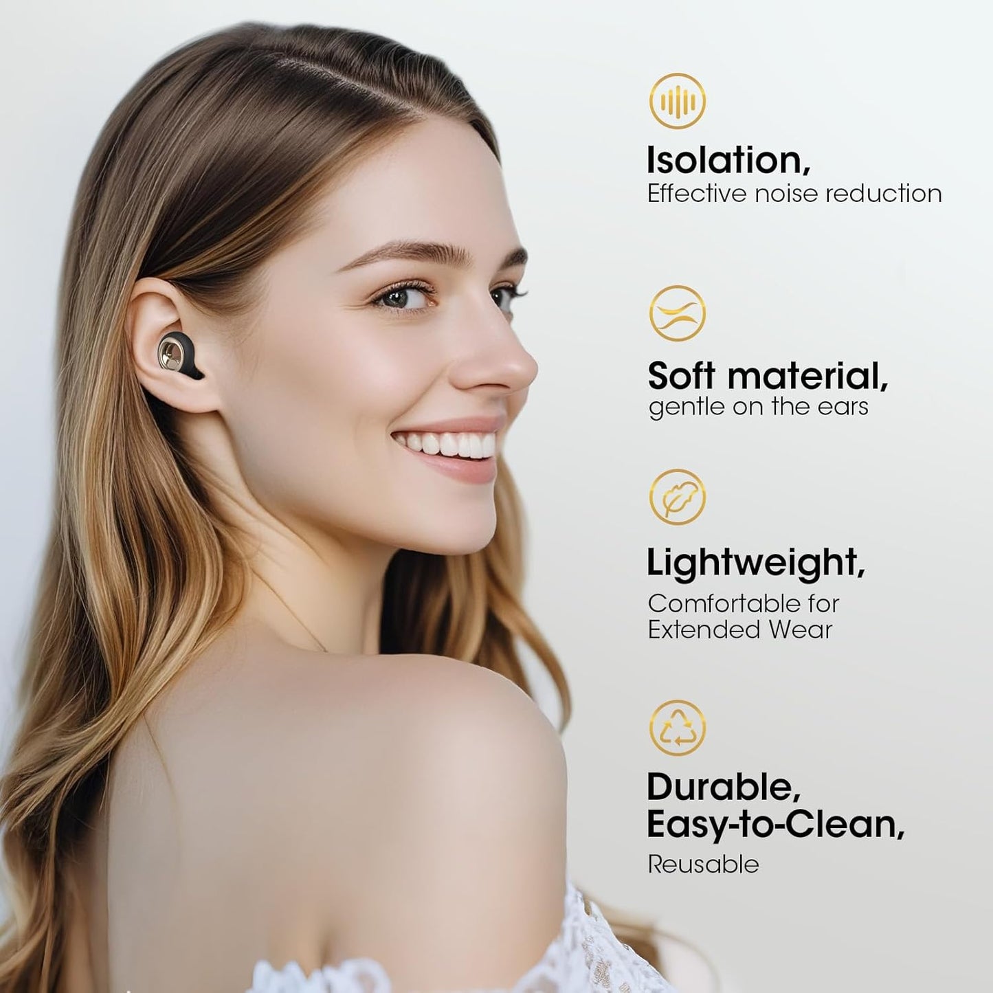 45dB Ear Plugs for Sleeping Noise Cancelling, Soft Earplugs for Concert, Reusable Ear Plugs for Noise Reduction with 8 Ear Tips, Silicone Hearing Protection for Work, Travel(Midnight Gray)
