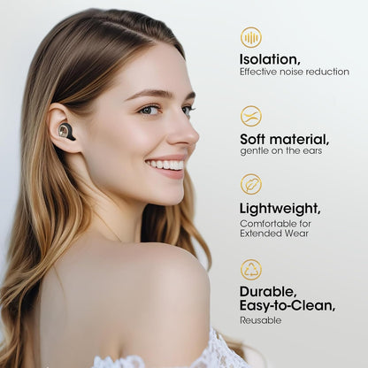 45dB Ear Plugs for Sleeping Noise Cancelling, Soft Earplugs for Concert, Reusable Ear Plugs for Noise Reduction with 8 Ear Tips, Silicone Hearing Protection for Work, Travel(Midnight Gray)