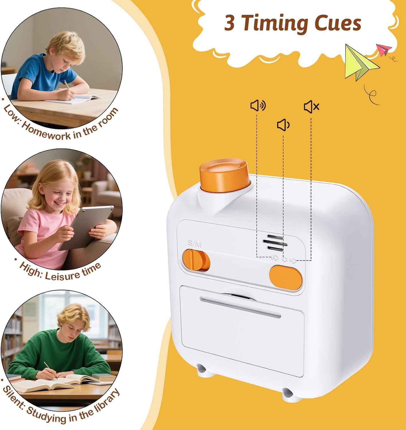 EooCoo Cute School Supplies Visual Timer for Kids, ADHD & Autism, Digital Countdown with Clear Petal-Style Visual Time Progress, Easy-to-Use Time Management Tool for Calm Transitions, Classroom & Home