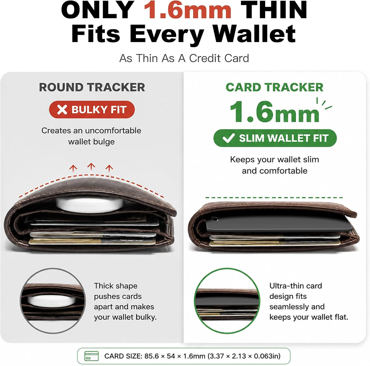 Wallet Tracker Card, Rechargeable, Works with Apple Find My