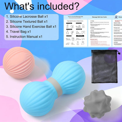 HODEMI Peanut Massage Ball Set, 3 Pack Peanut Roller, Textured Massage Ball & Trigger Point Ball for Deep Tissue Massage and Myofascial Release for Back, Neck, Hip and Foot with Mesh Bag
