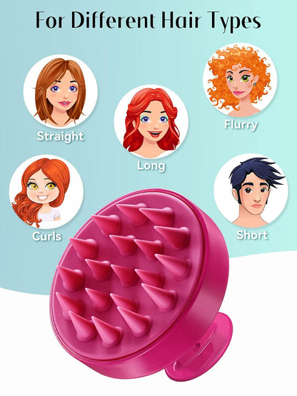 HEETA Scalp Massager Hair Growth, Soft Silicone Scalp Scrubber Shampoo Brush for Exfoliation, Dandruff Removal Head Massage Stress Relax, Wet & Dry Use for Thick Thin Curly Hair Care, Black