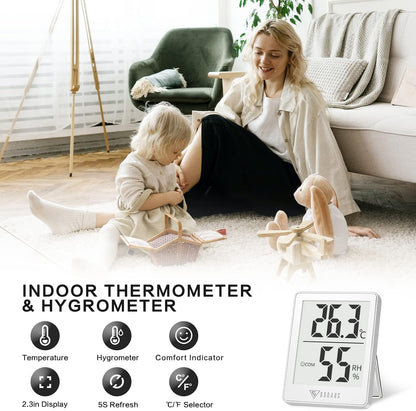 DOQAUS Digital Hygrometer Indoor Thermometer 3 Pack, Room Thermometer with 5s Fast Refresh, Accurate Humidity Meter Temperature Sensor for Home, Bedroom, Baby Room, Office, Greenhouse, Cellar (Black)