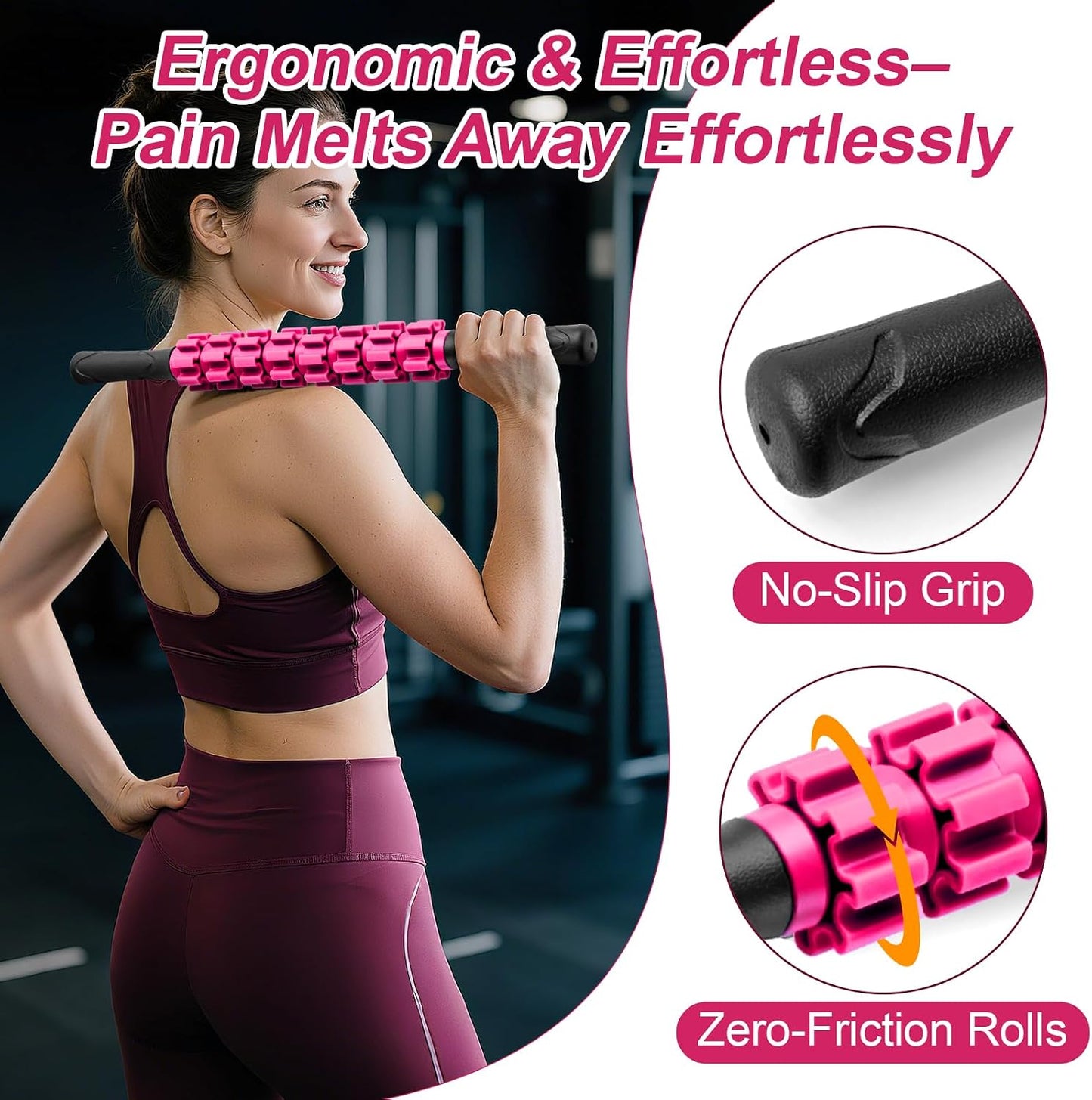 ZanLLW Muscle Roller Stick, Muscle Roller, Liposuction Massage Roller for Lymphatic Drainage, Massager Stick for Relief Muscle Soreness, Trigger Points, Help Exercise Runner Legs, Back Recovery