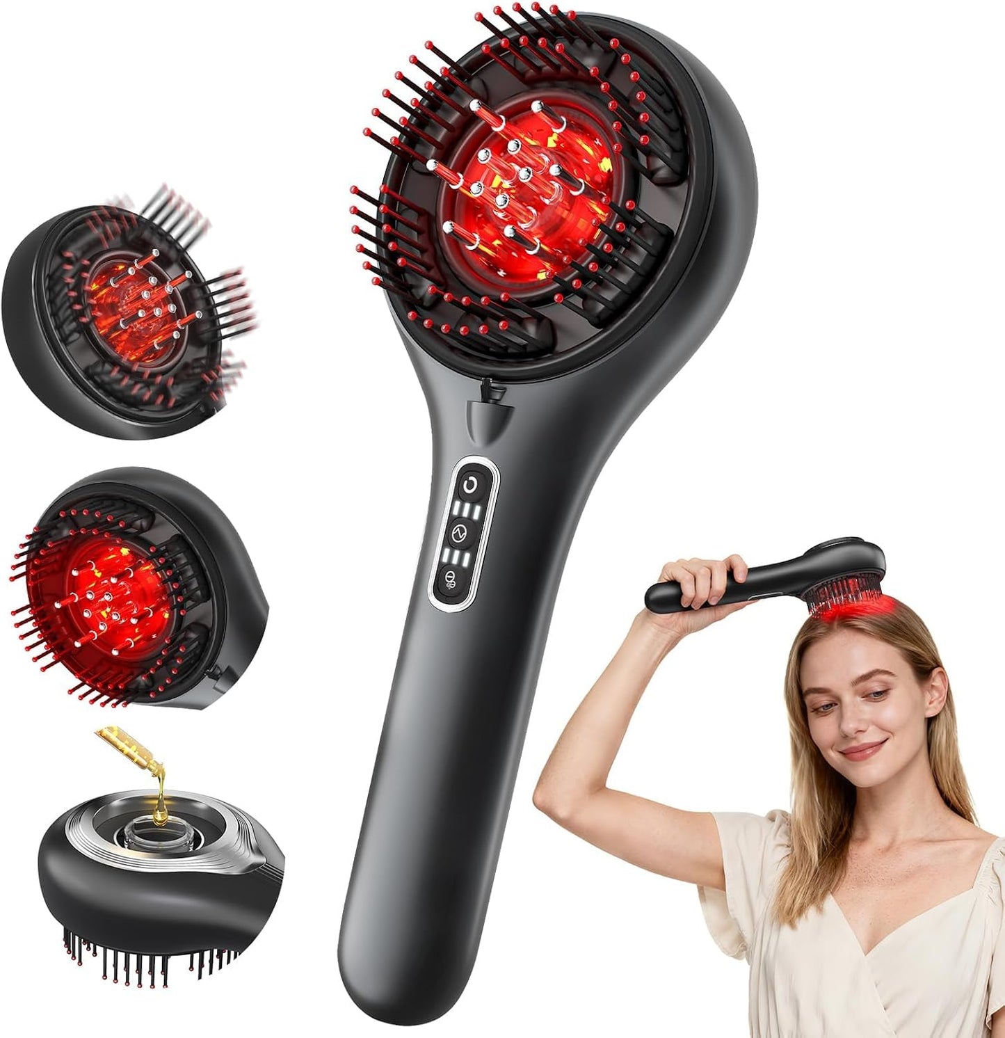 Red Light Hair Brush Scalp Massager, Portable Scalp Massager for Men Women