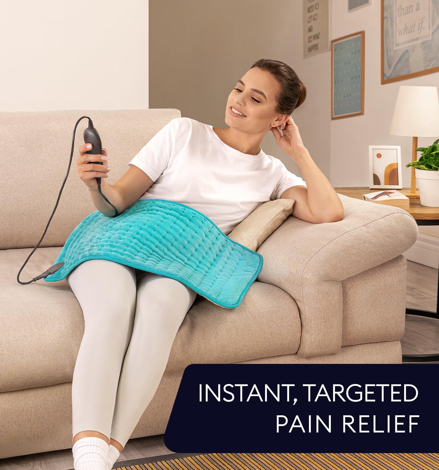 GENIANI Electric Heating Pad for Back Pain & Cramps Relief, Electric Throw, Self Care Gifts for Women, Heating Pad for Neck & Shoulder, Machine Washable Microplush, Auto Shut Off (12"x24", Tabby Gray)