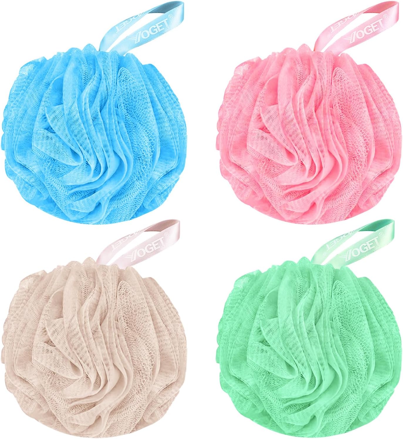Yoget 4 Pack Shower Loofah Sponge, 60G Bath Loofa Exfoliating Body Scrubber