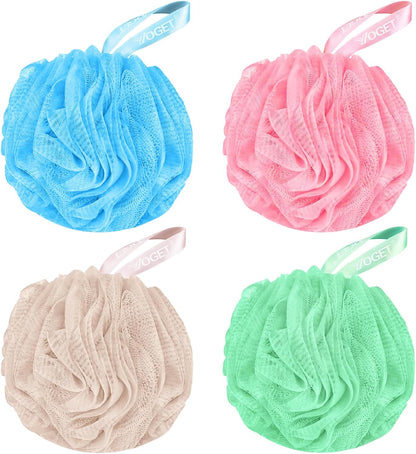 Yoget 4 Pack Shower Loofah Sponge, 60G Bath Loofa Exfoliating Body Scrubber