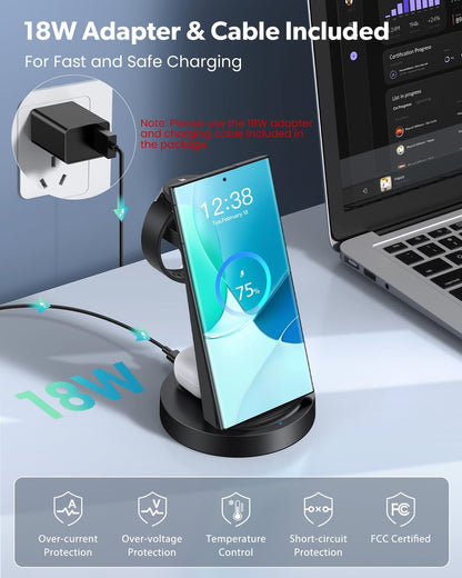Wireless Charger for Samsung: 3 in 1 Wireless Charging Station