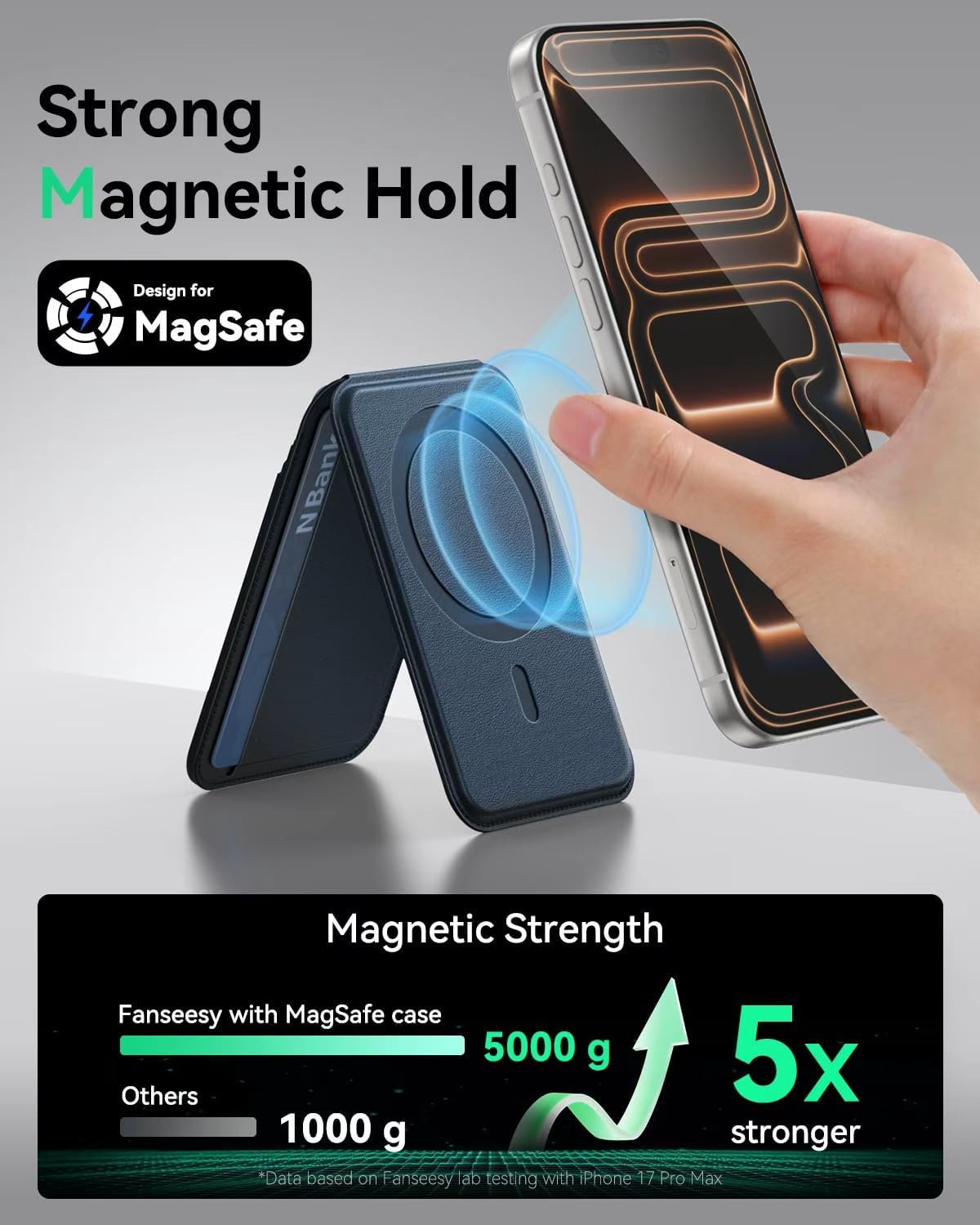 TWZKG for MagSafe Wallet, Works with Apple Find My,5 Card Holder with Stand