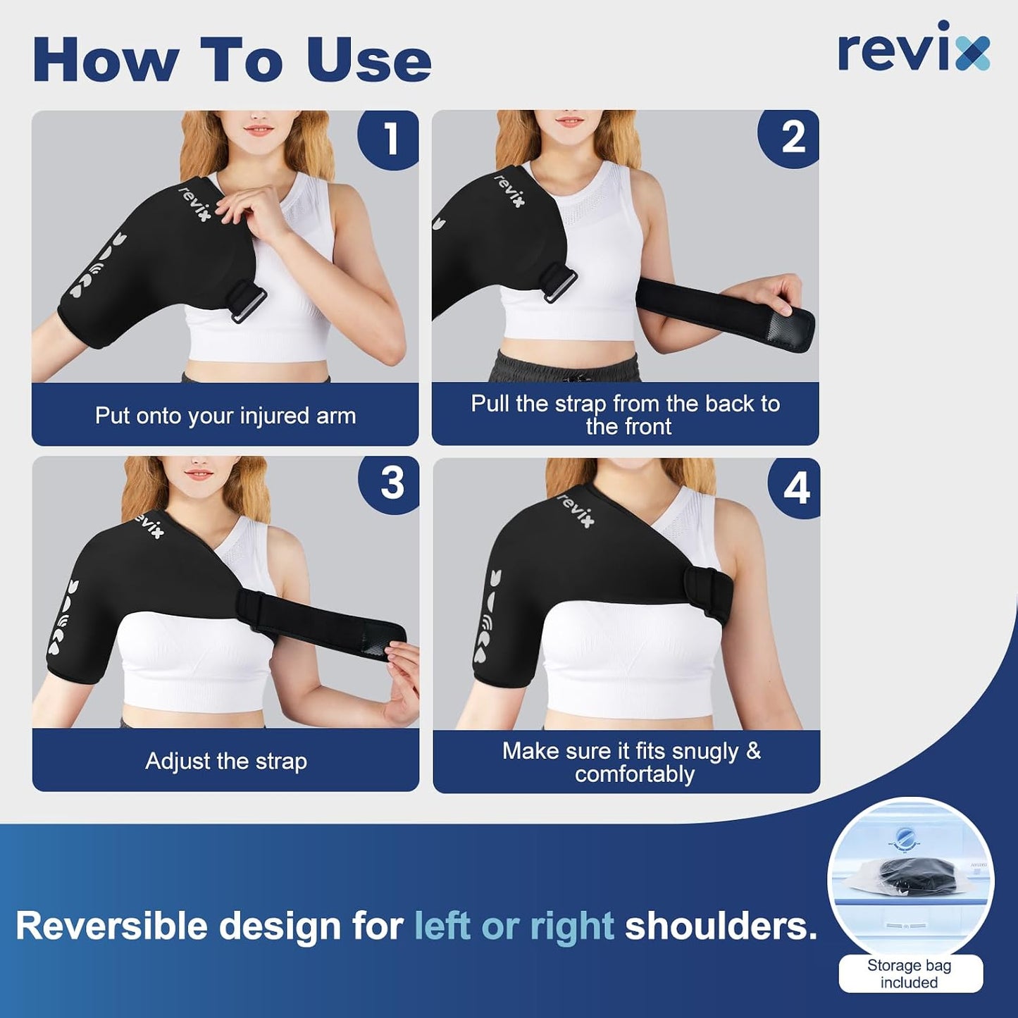 REVIX Shoulder Ice Pack Wrap for Rotator Cuff Cold Therapy, Premium Solid Gel Ice Pack for Shoulder with Soft Lycra, Reusable Shoulder Brace Ice Sleeve for Men Women Post-Workout Recovery & Discomfort