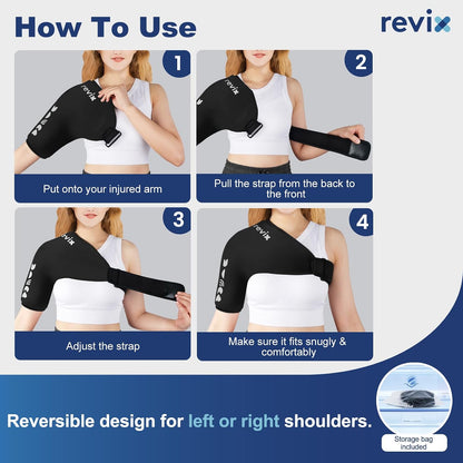 REVIX Shoulder Ice Pack Wrap for Rotator Cuff Cold Therapy, Premium Solid Gel Ice Pack for Shoulder with Soft Lycra, Reusable Shoulder Brace Ice Sleeve for Men Women Post-Workout Recovery & Discomfort