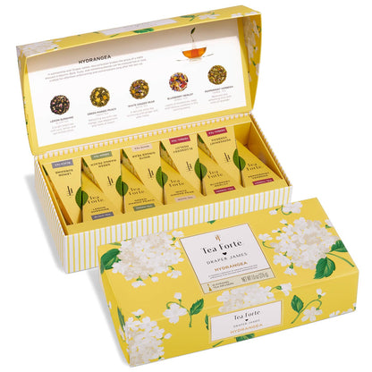 Tea Forte Premium Petite Presentation Box Gift Set Sampler, 10 Count, 2 of Each Blend Individually Wrapped Handcrafted Pyramid Infuser Bags, Demoiselle Tea