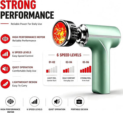 Massage Gun with Heat, Powerful Warming Massage, Home & Travel,Green
