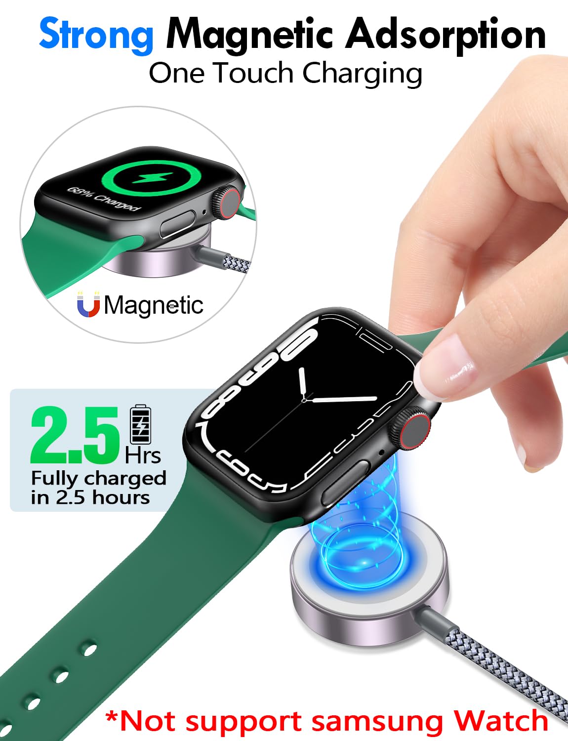 Travel Essentials for Apple Watch Charger,3-in-2 Multi Charging Cable
